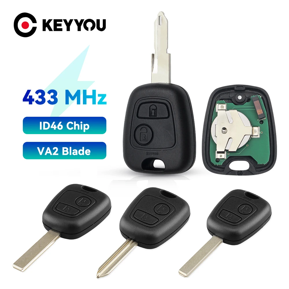 KEYYOU Remote Control Key 2 Button 433 MHz ID46 Electronic Chip For Citroen C1 C3 Saxo Xsara Picasso Berlingo For Peugeot 307