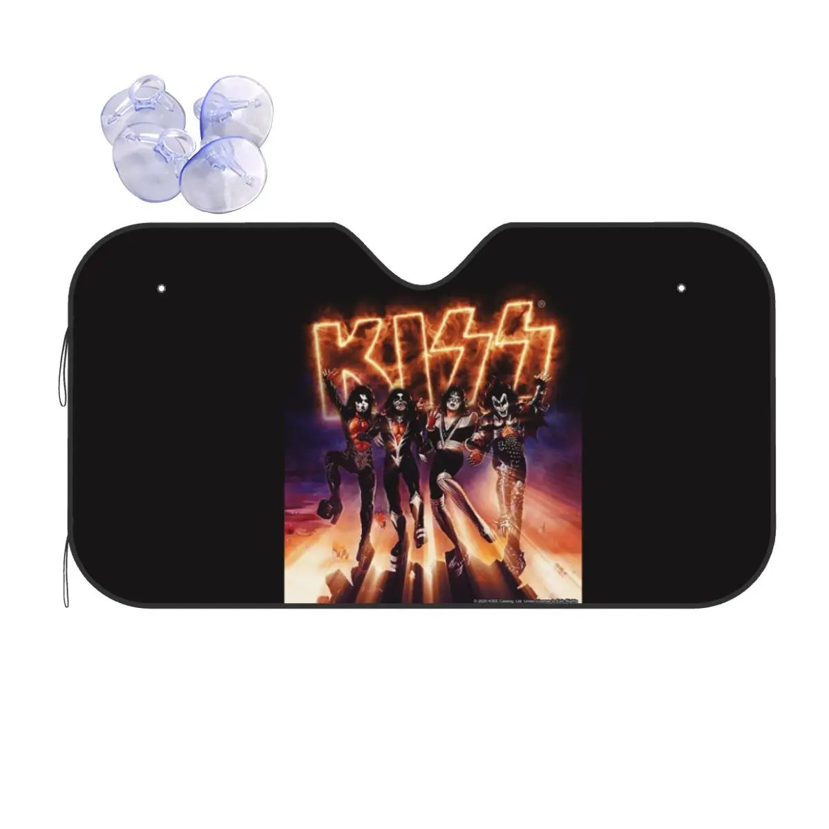 

KISS The Band - Destroyer Fire Log Sunshade Windscreen Car Front Windshield Window Sun Visor Accessories Covers