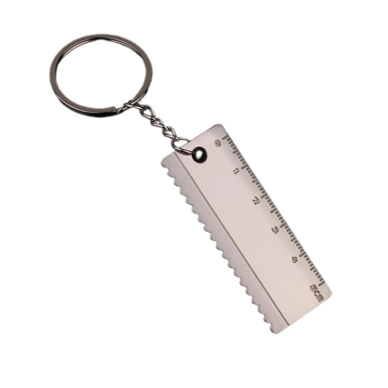 Portable Measuring Tool Brass 5cm Scale Small Mini Ruler with for Key Ring