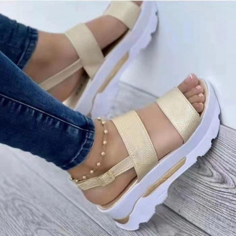 2023 Fashion Summer Outdoor Shoes Punk Beach Wedges Women Sandals Wedge Female Platform Buckle Strap Street  Sandalias De Mujer