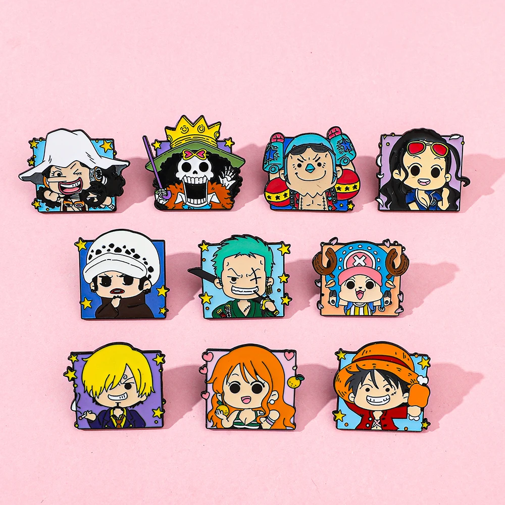 One Piece Anime Action Figures Q Figurals Toys - Luffy Zoro Sanji Brooch Cap Badges Merchandise Decoration for Children Gifts view 6
