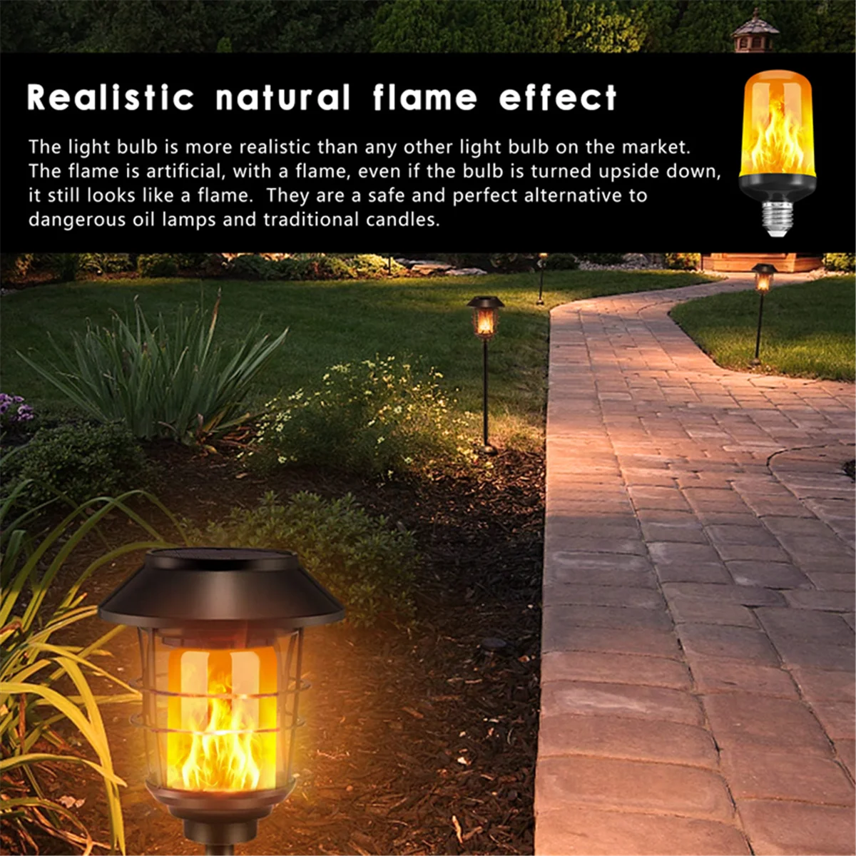 LED Flammen effekt Glühbirne E27, dekorative flackernde realistische Feuer Glühbirne, Festival Dekoration Lampe, schwarz-b