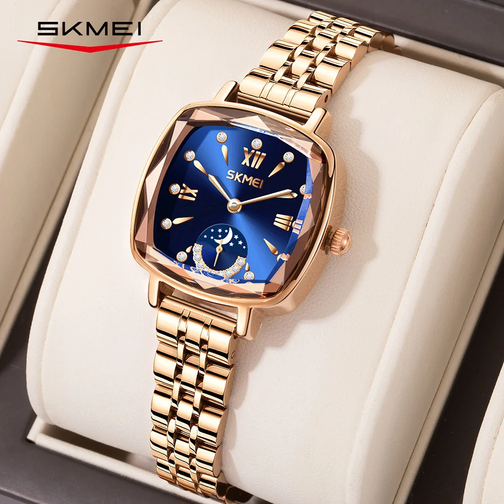 SKMEI Fashion Luxury Women Watches Ladies Wristwatch Waterproof Quartz Watch Romantic Style Stainless Steel Strip Elegance Watch