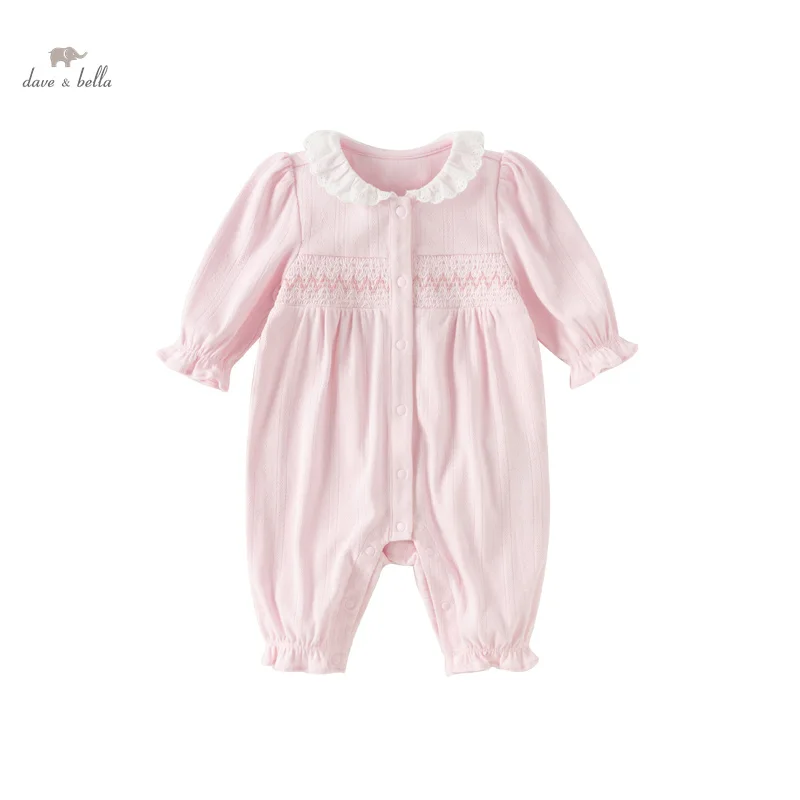 Dave Bella Baby Jumpsuit Romper Newborn Creeper 2024 Spring New Girls Romper Pink Casual Sweet Lovely Gentle DB1248039