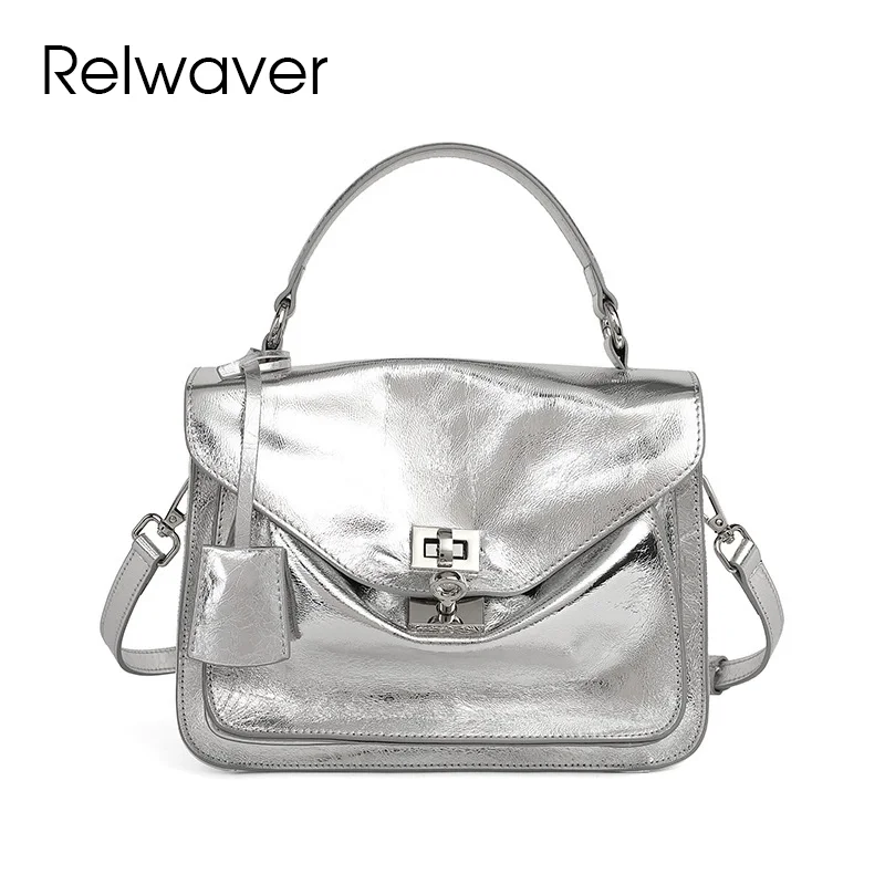 

Relwaver women messenger bags genuine leather satchels 2025 spring summer chic shoulder bag daily fashion hand crossbody bags