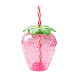 3/6pcs Drinking Juice Cup 500ml Pineapple/Strawberry Shape Cold Beverage Mug with Straw Creative Birthday Party Decoration