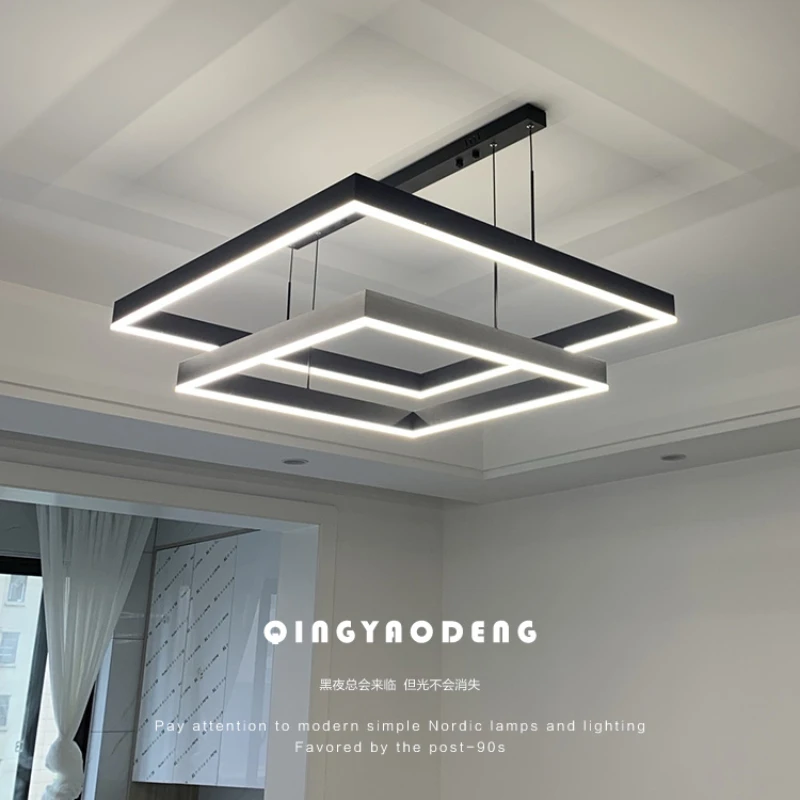 

Living Room Chandelier Modern Simple Square Frame Master Bedroom Lamp Minimalist Dining Room Chandelier Zhongshan Lamp