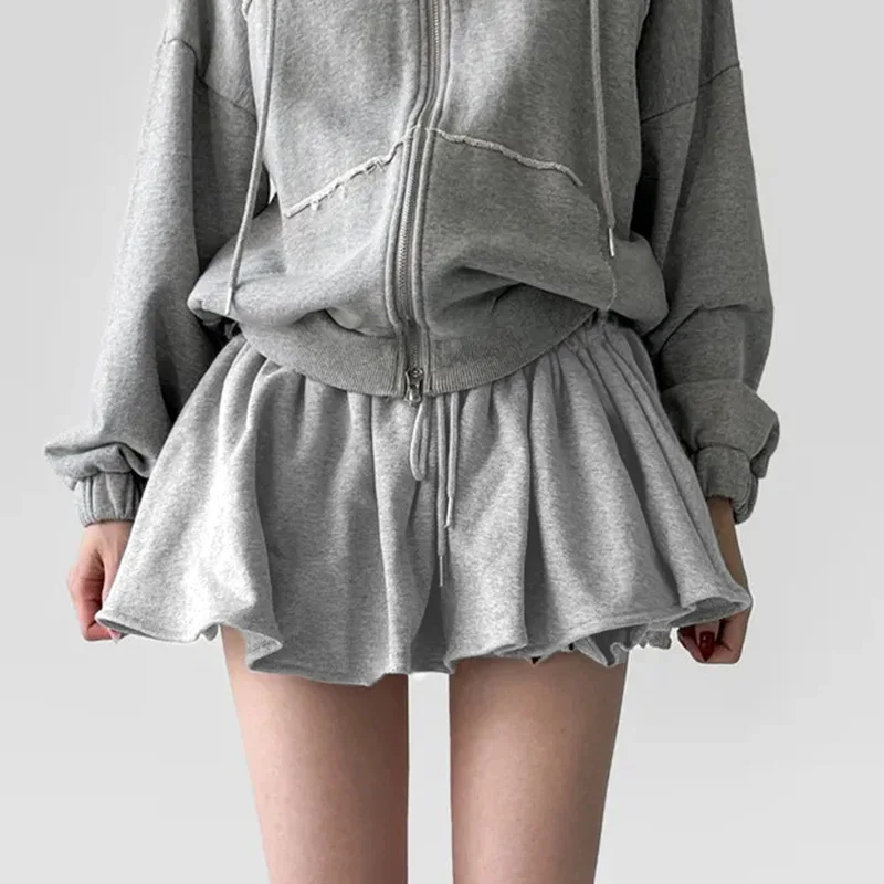 Falda de pétalos con cordón estilo Ballet dulce, cintura con cordones y pantalones de falda hinchados, falda corta antideslumbrante para mujer