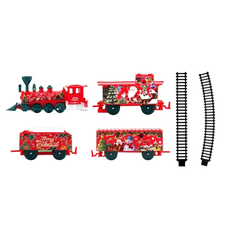 Portable Santa's Holiday Train Set with Tracks and Decorative Home Accessories for Christmas Experience Daily Use P31B