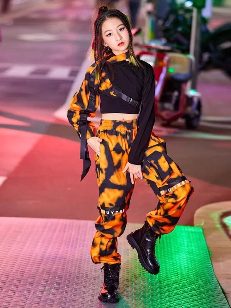 

Children Hip-Hop Clothing Girls' Hip Hop Suit Personalized Navel Girl Performance Costume