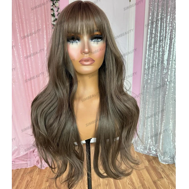 5x5 HD Lace Glueless Human Hair Wigs for Black Women Dark Walnut Brown Full Swiss Lace Fringe Wigs Natural Hairline Bleach Knots