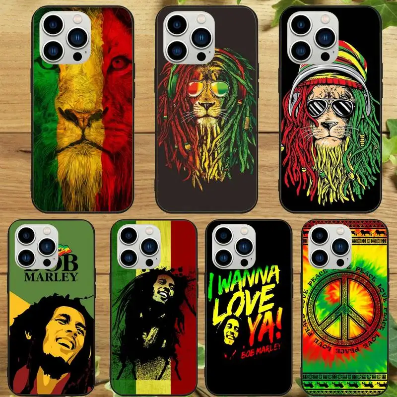 Bob Marley Rasta Lion Phone Case For iPhone 15 14 13 12 11 Pro Max Mini XS XR