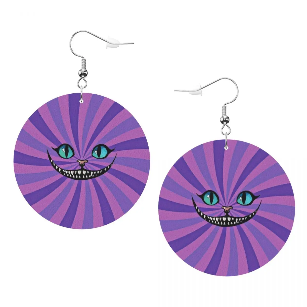 

Custom Cheshire Cat Cartoon Leather Earrings for Women Alice in Wonderland Dangle Earrings Jewelry Accessories