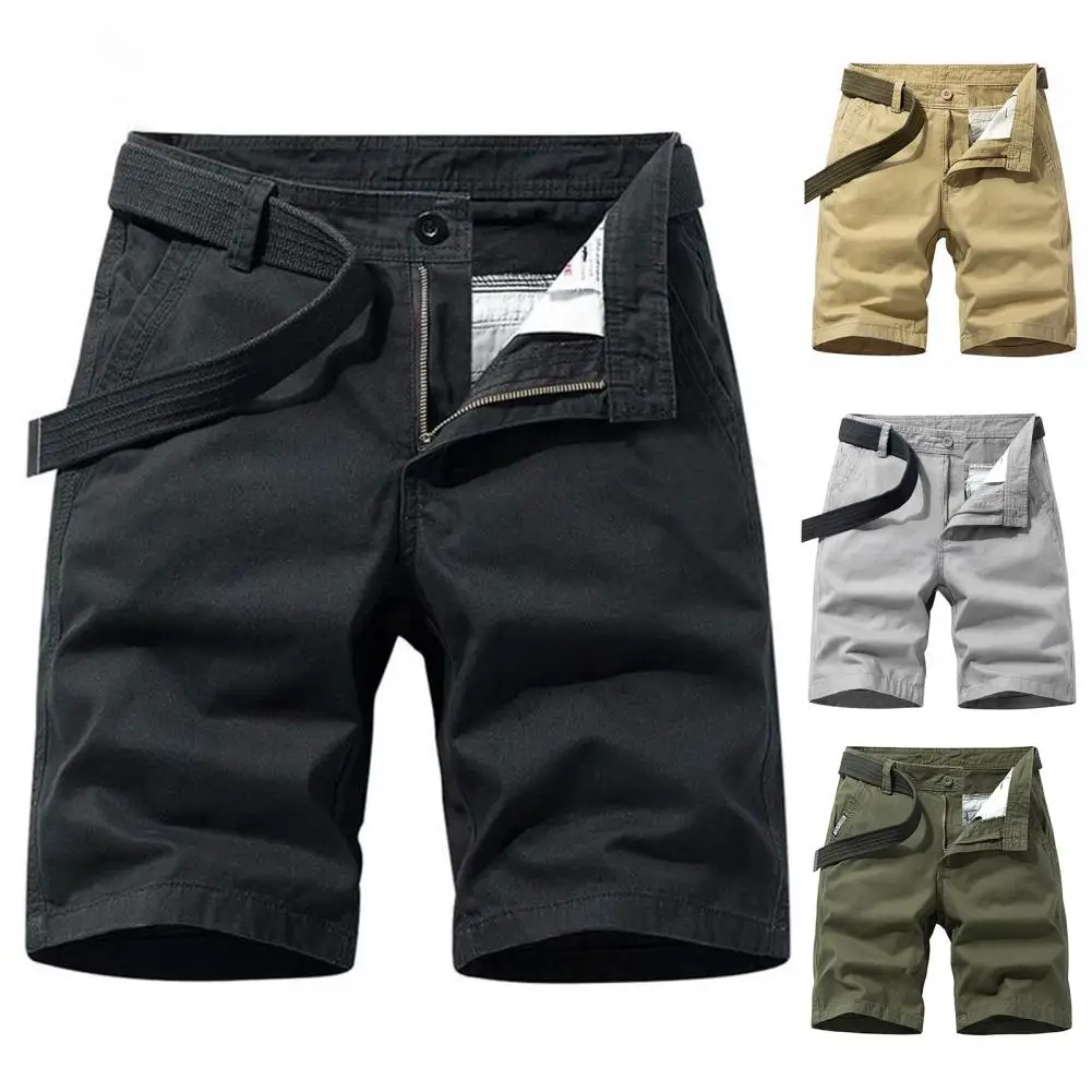 Trendy Summer Trousers Solid Color Breathable Slim Fit Summer Shorts  Casual Summer Shorts Men Garment