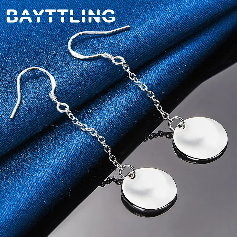 Fashion Women's 925 Sterling Silver Earrings Simple Glossy Round Jewelry Charm Wedding Party Favors Accessories