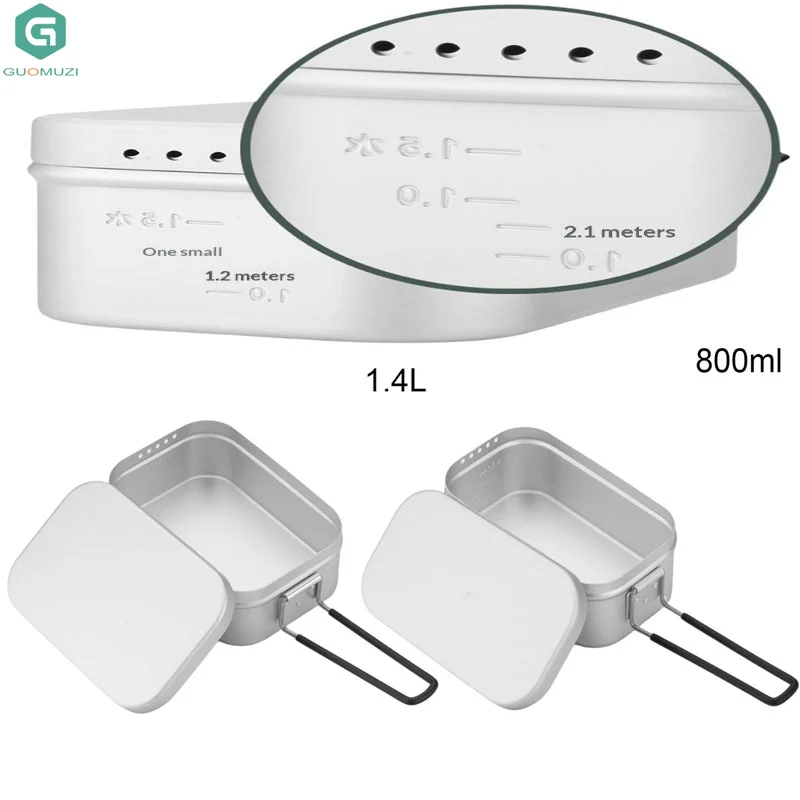 Fiambreras de aluminio plateadas de 800/1400ML, vajilla de viaje para acampar, lata para desorden, llama abierta, calentada para acampar al aire libre, Picnic, tazón turístico