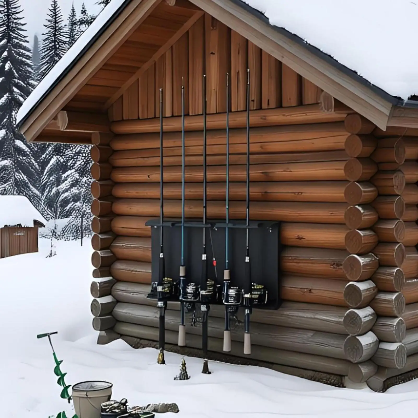 

Настенный держатель для 6 удочек из углеродистой стали, органайзер для хранения снастей для гаража, дома, лодки