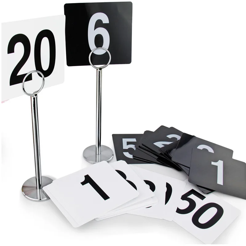 1-100 Double Side Number Cards Plastic Table Sign Numbers White Black Wedding Party Accessories Seat Cards Restaurant Supplies