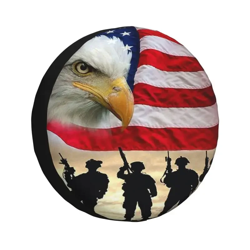 

Custom Eagle With US Flag Wings Spare Wheel Cover for Jeep Pajero 4x4 RV American Flag Commemorate Tire Protector