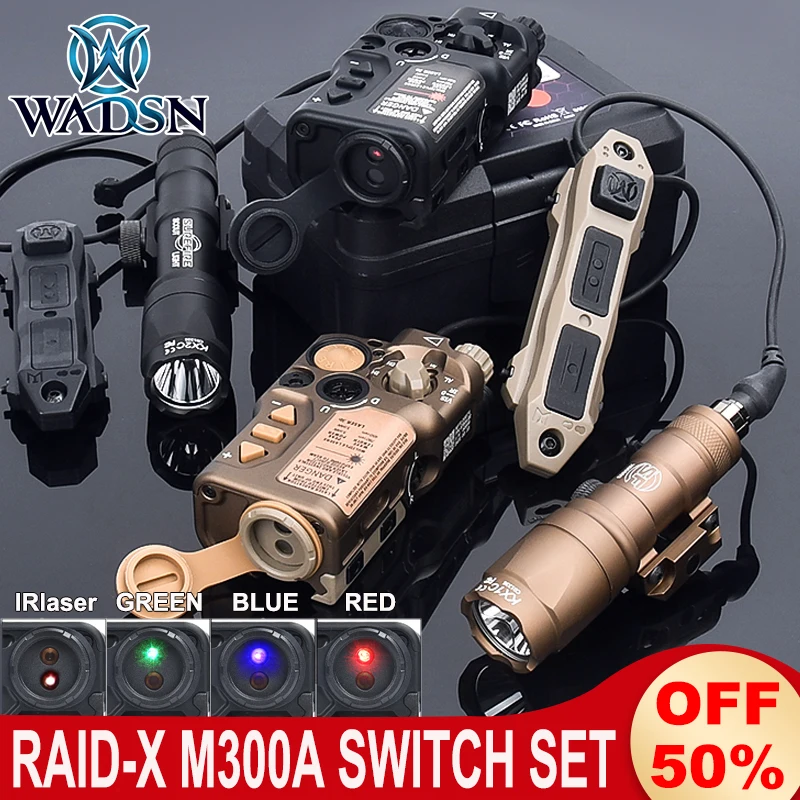 WADSN RAID-X Metal Indicator M300A MINI Flashlight RAIDx Red Green Blue Dot IR Sight RAID X Laser Dual Function Pressure Switch