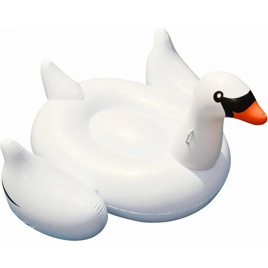 ห่วงยางเป่าลมรูปหงส์ขนาดใหญ่ พร้อมขาและปีกที่มั่นคง สำหรับงานปาร์ตี้ริมสระน้ำในฤดูร้อน สีฟ้า