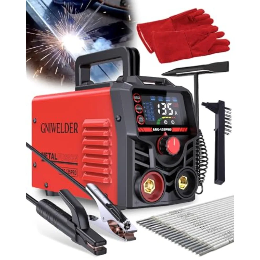

Stick Welder 135A110V Portable Welding MachineARC/LiftTIG welder with LED Display Synergic Control IGBT Inverter Welder Hot Sta