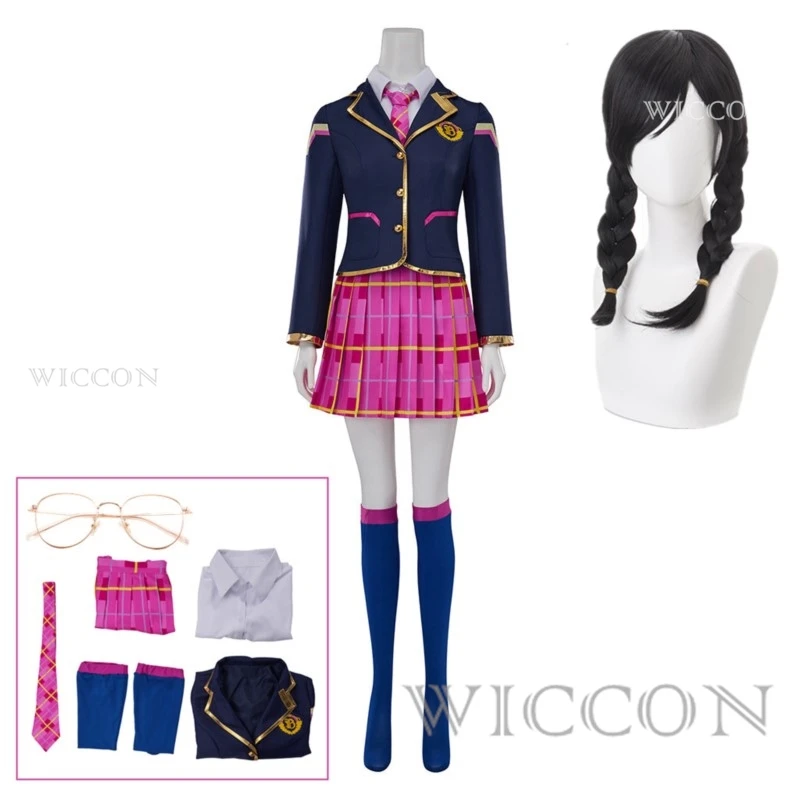 Song Hana Cosplay Anime Costume pour femme, écolière D.va JK, uniforme, couche de finition, jupes trempées, Halloween, Dva, merveilleuse tenue de fête