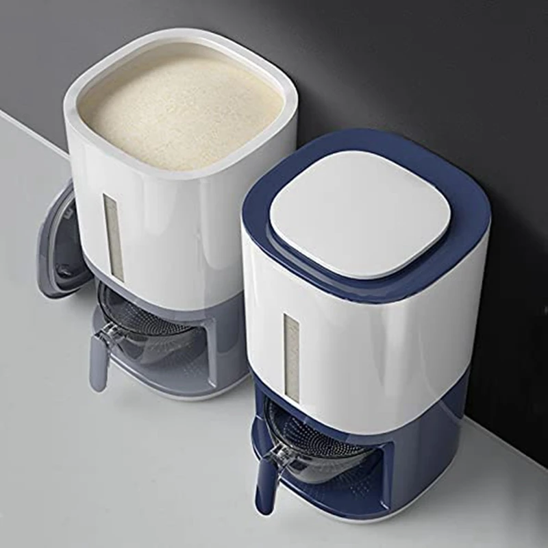 

Rice Dispenser 20 Lbs Capacity With Measuring Cup - Stylish Airtight Kitchen Rice Storage Container