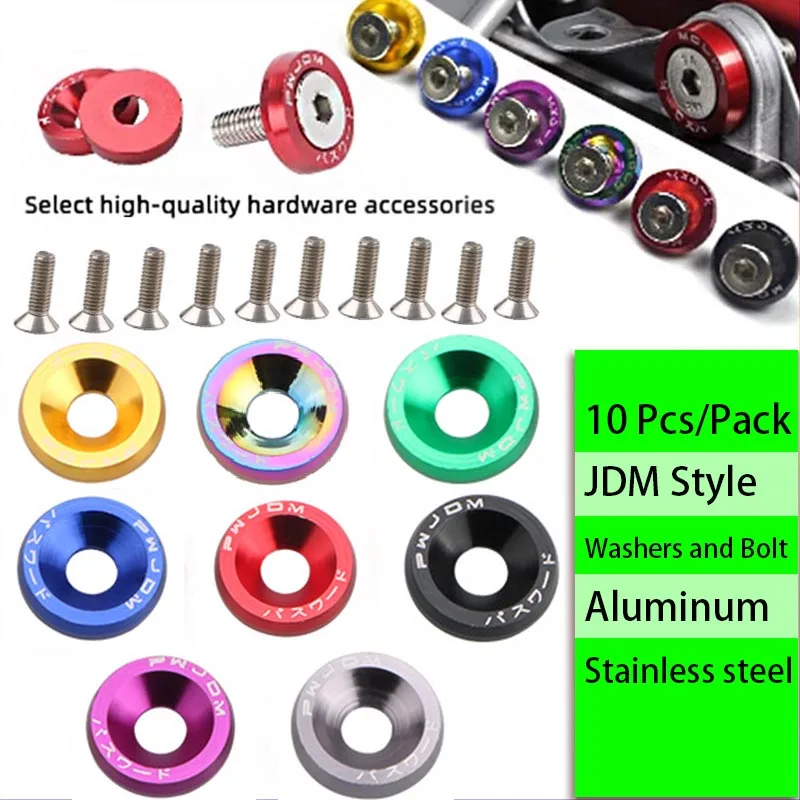 

M6 Gasket Universal MultiColor 10pcs JDM Racing Autos Modification Gasket Decorative Accessory Screw License Plate Holder Gasket