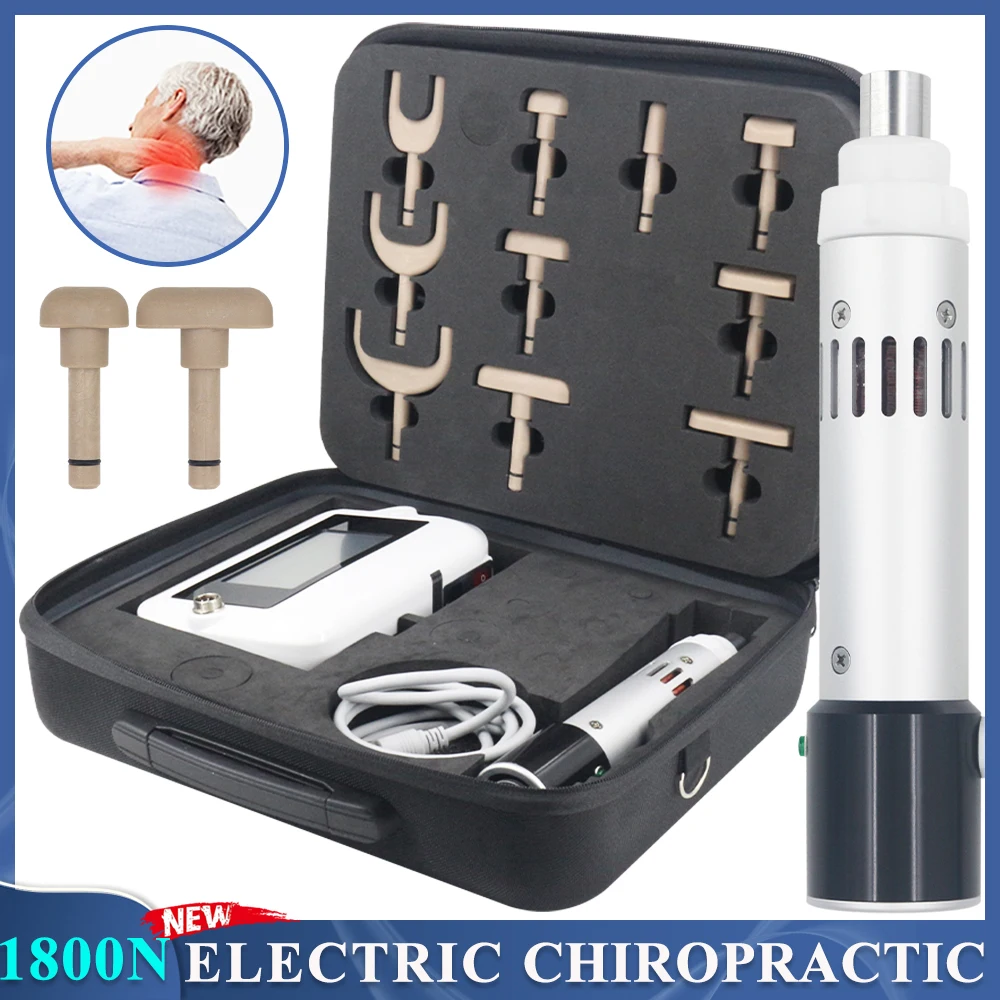 Electric Chiropractic Adjustment Tools 1800N 10Heads Pulse Massage Spinal Massager Touch Screen Intensity Therapy Chiropractic