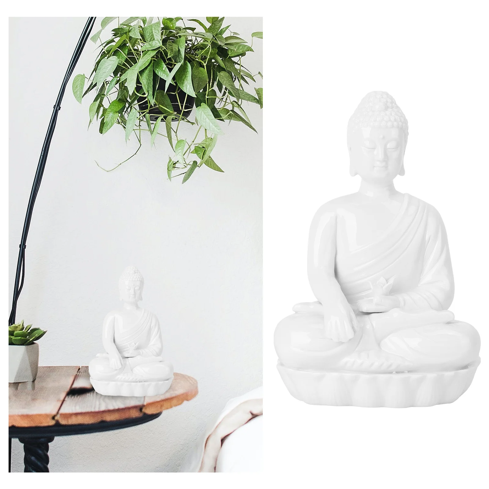 

1Pcs White Porcelain Buddha Statue Ornament Sacred Ceramic Craft for Home Office Decor Money Symbol Wealth Gift