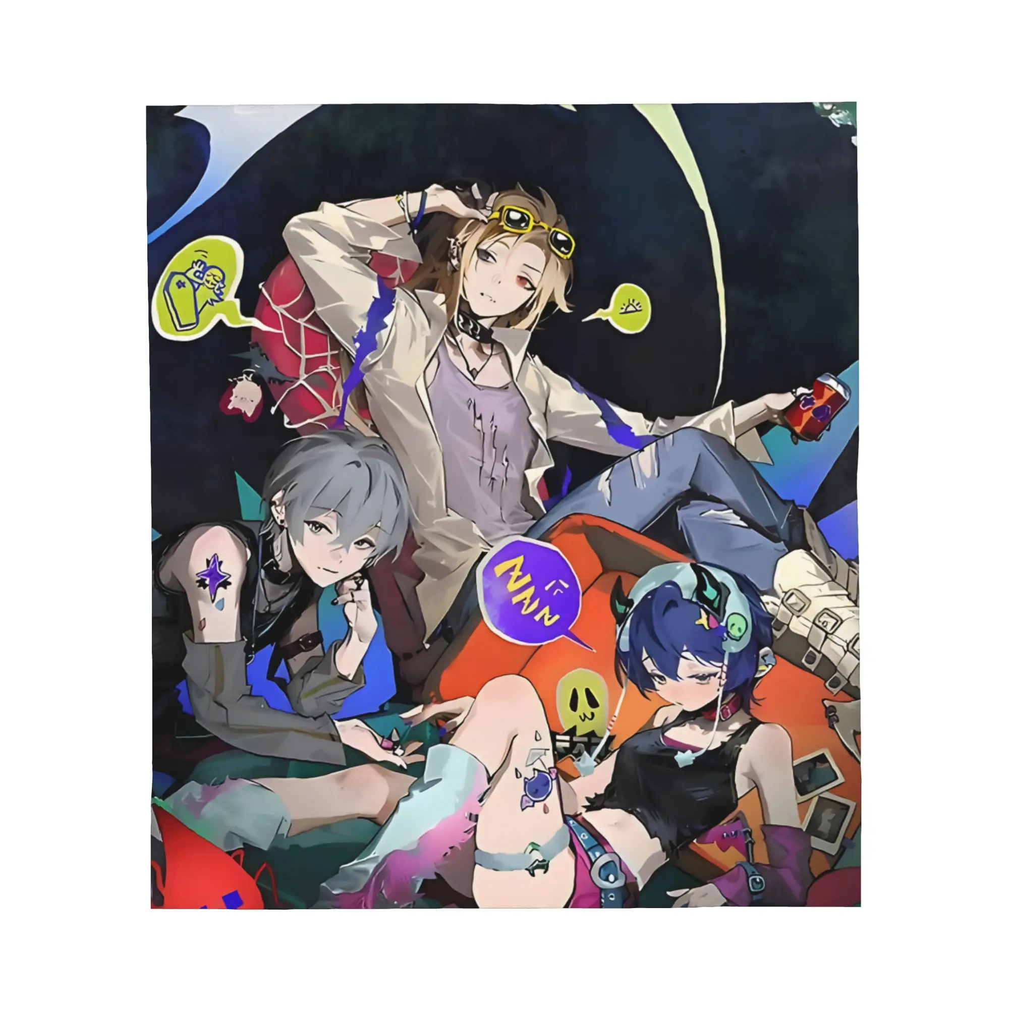 1PC Cute Anime  Blanket Throw Blanket Novelty Warm Blanket All Season Gift