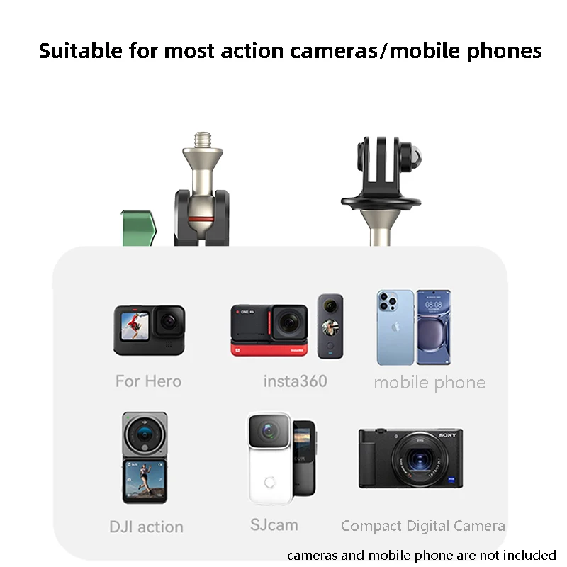 حامل تثبيت على مقود الدراجة مع حامل رأس كروي لهاتف Gopro Hero 13 12 11 10 9 Insta 360 X3 X4 DJI OSMO كاميرات الهواتف المحمولة