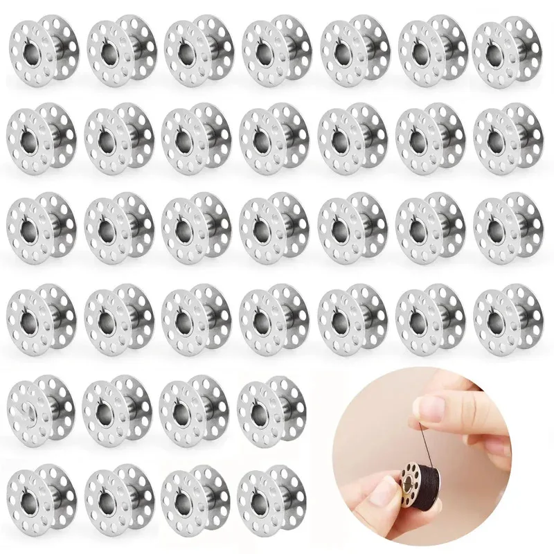 10-50 stücke Haushalt Nähmaschine Spule Roller Metall Spulen Leere Spule Edelstahl Für Seide Faden Wicklung Schneiderei teile