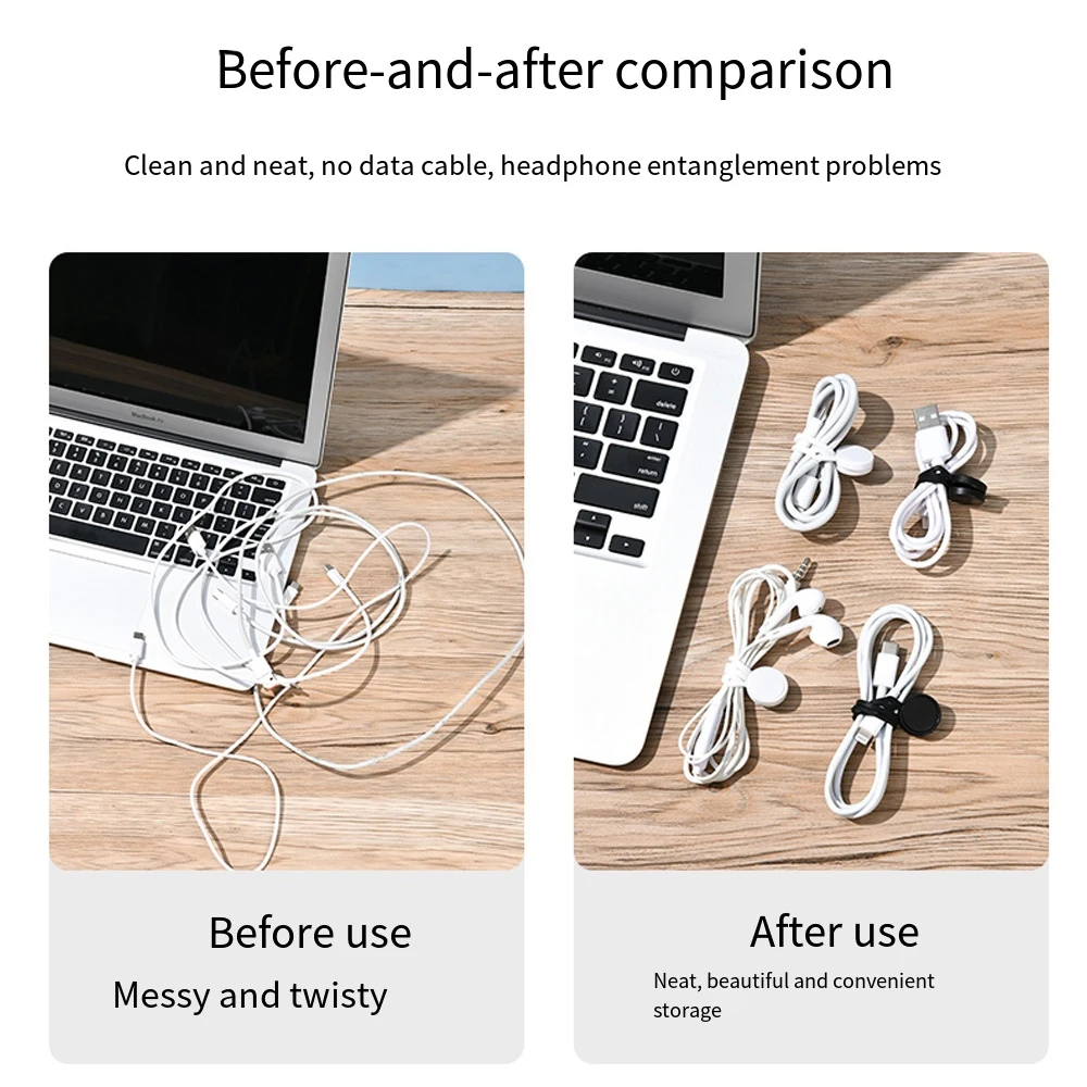 Multifunctional Magnetic Cable Ties for Bundling Reusable Cables Organizer Desk Organizing Headphone Wire Cords Fridge Magnets