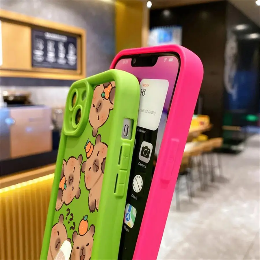 Cartoon Cute Capybara Phone Case for iPhone 11 12 Pro Max 13 Plus 12 11 Pro 13 Mini XS Max X XR 7 8 Plus Soft TPU