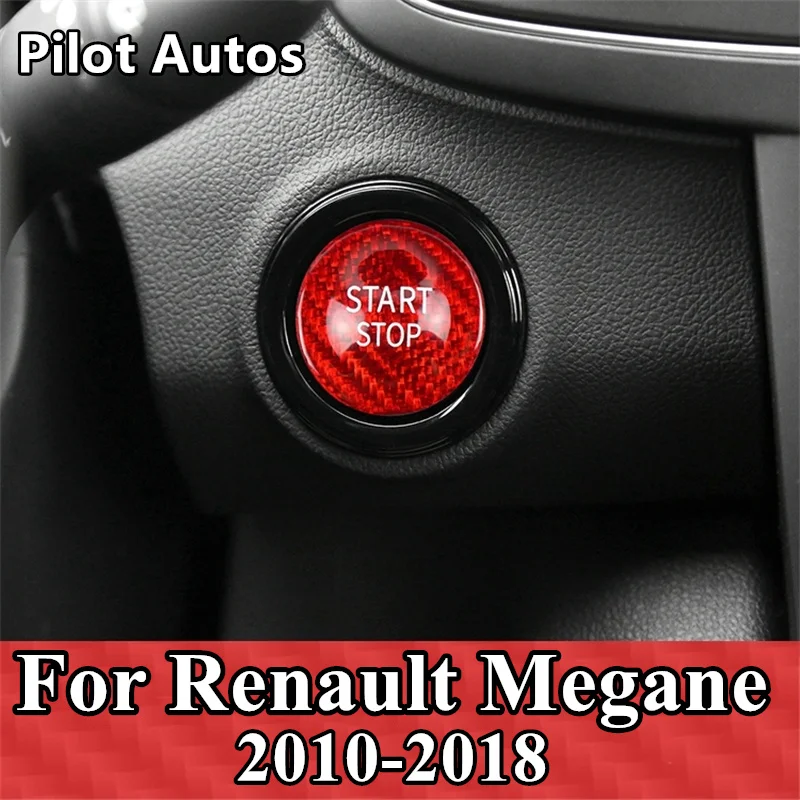 For Renault Megane Car Engine Start Stop Button Cover Genuine Carbon Fiber Sticker 2010 2011 2012 2013 2014 2015 2016 2017 2018 