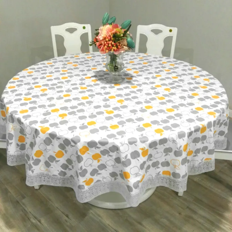 

P0080oil resistant, heat-resistant, washable, thickened round table cloth with plush plastic large circular dining ta