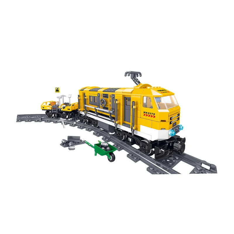 Technical Batterypowered Building Block Railway Rail Maintenance Vehicle Electric Train Construction Brick Figures BO Toys