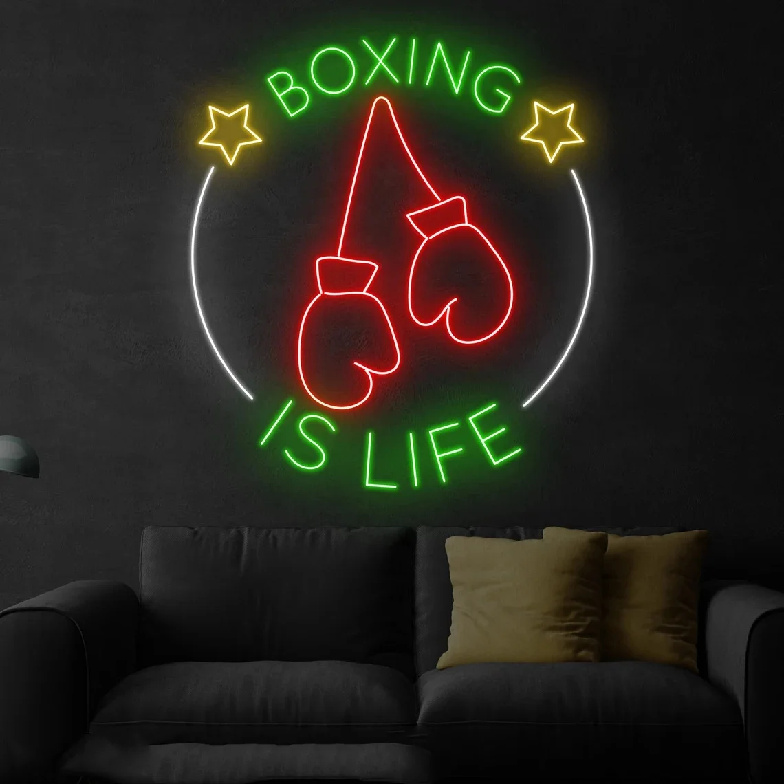 Boxing Is Life Neon Sign Boxing Shop Wall Decor Neon Sign Sport Lover Gifts Boxer Room Decor Neon Sign