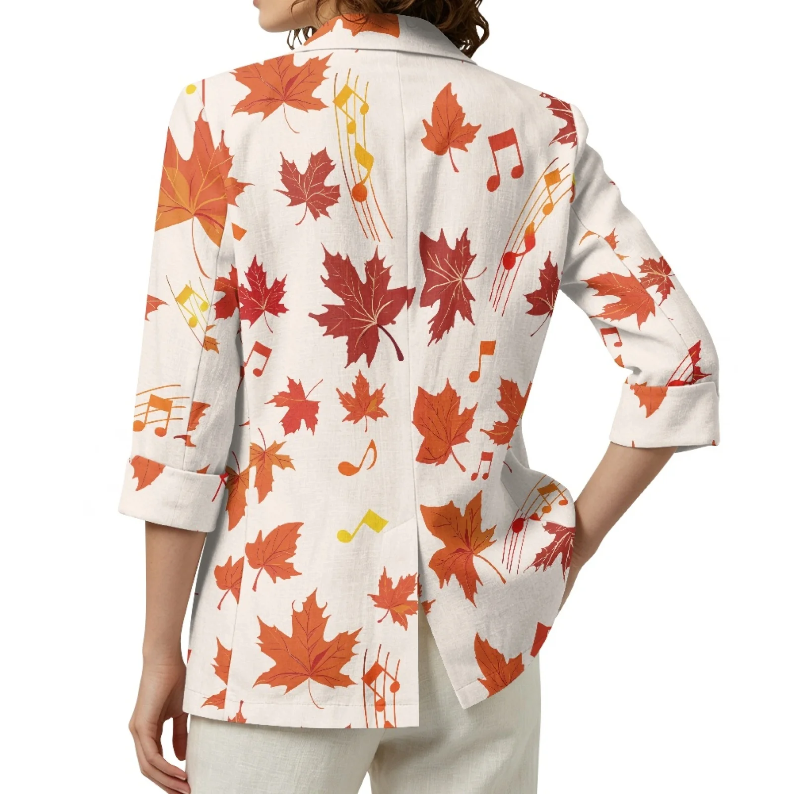 PENSTROLL Maple Leaf Linen Style Outerwear Beach Cover Up for Womens Casual Cardigans