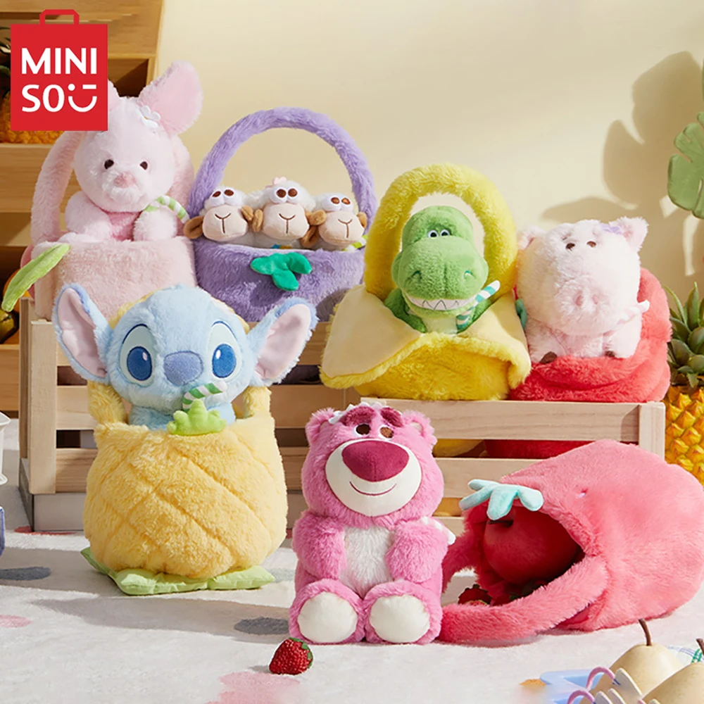 

MINISO Disney Anime чехол для телефона поросенок Стич Lotso Waddles Rex серии фруктов, плюшевые куклы, игрушки, сумка, Мультяшные милые плюшевые сумочки, подарок