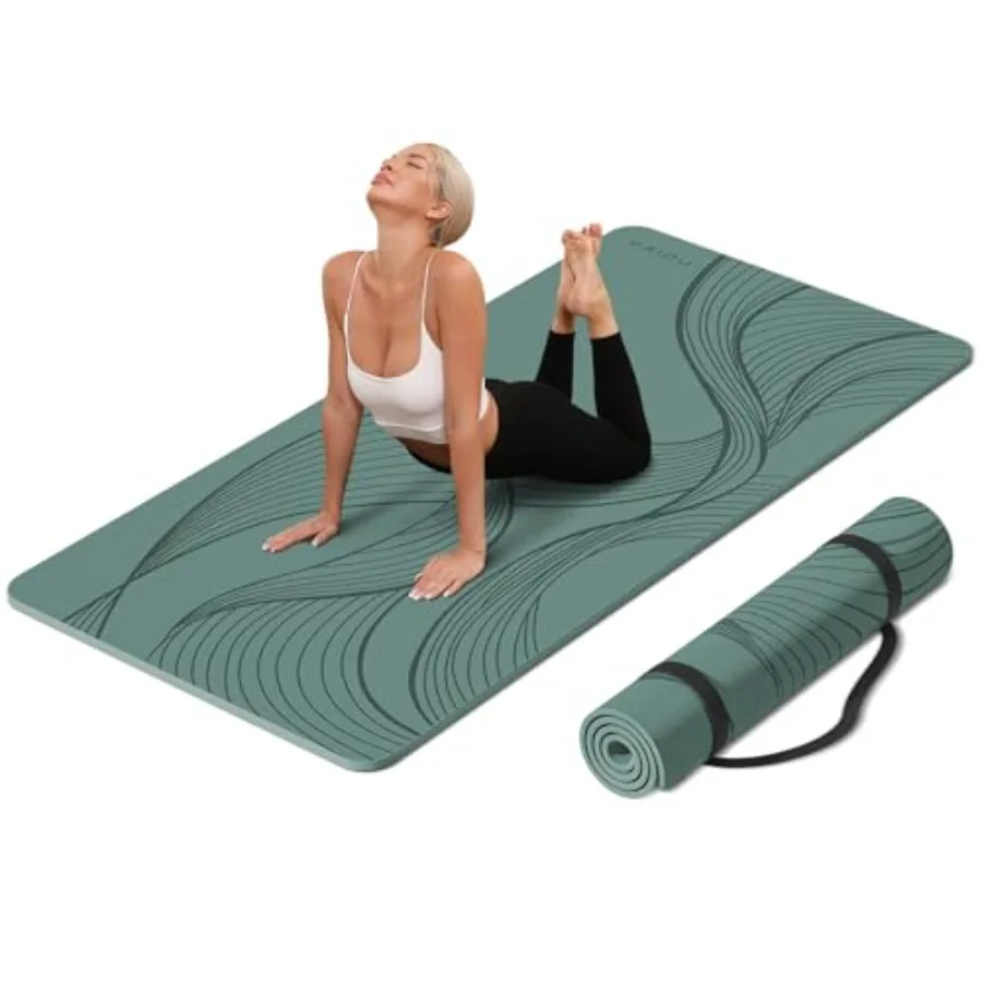 

Большой коврик для йоги 72x36x0.4 дюйма, сверхширокий, толстый, нескользящий, черный, для занятий в студии йоги, спортзале или дома, подходит для любых напольных покрытий