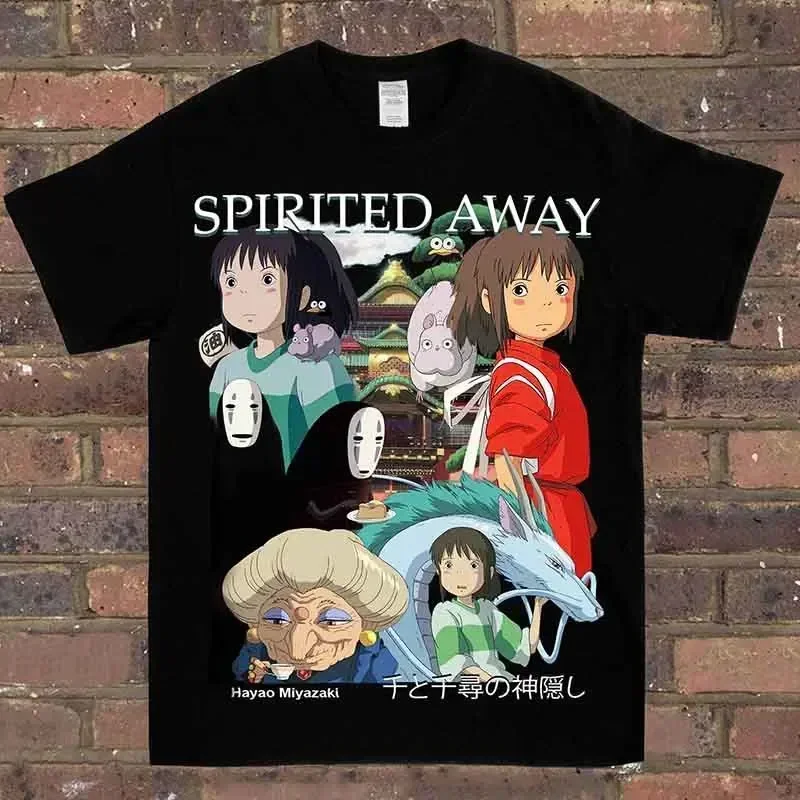 2024 Women T-shirt Japanese Anime Spirited Away Vintage Short Sleeve Loose Tshirt Cotton Print Summer Men Tee Tops Free shipping