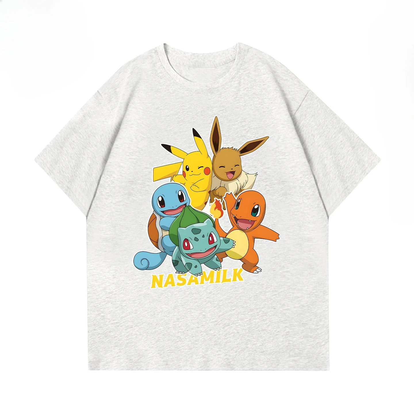 T-shirt per ragazzi e ragazze stampate Pok É Mon realizzate in puro cotone traspirante per coppie maniche corte Nuovo top estivo di alta qualità