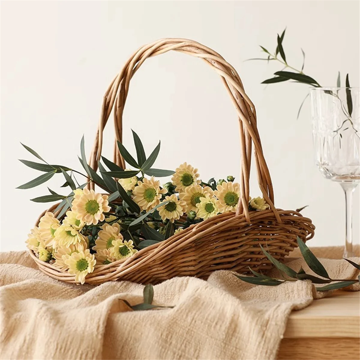 Picnic Basket Easter Candy Basket Wedding Flower Girl Baskets Fast Food Basket Woven Pantry Organizer image 5