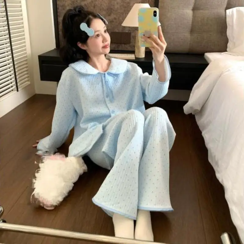 Sweet Temperament Small Fragrance Women's Sleepwear Women's Autumn and Winter Long Sleeved Home Clothes New Girl Gentle Set