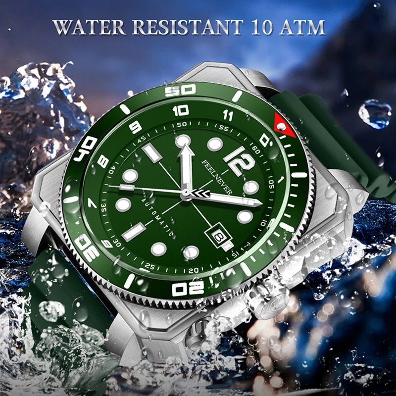 FEELNEVER Sapphire Diving Watch Men Top Brand Luxury Automatic Watches for Men Waterproof Luminous Men's Mechanical Wristwatch