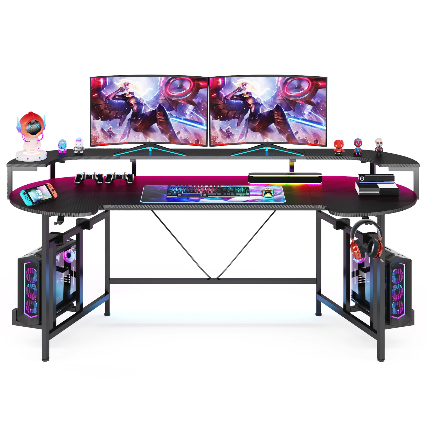 Tribesigns gaming tables computer table gaming desk with LED Strip & Monitor Shelf  for home