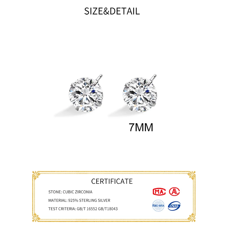 INZATT Real 925 Sterling Silver Zircon Stud Earrings For Fashion Women Party Punk Fine Jewelry Minimalist Accessories Gift